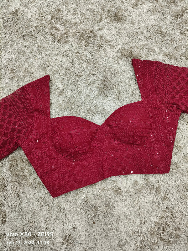 Shama Maroon Lucknowi style blouse