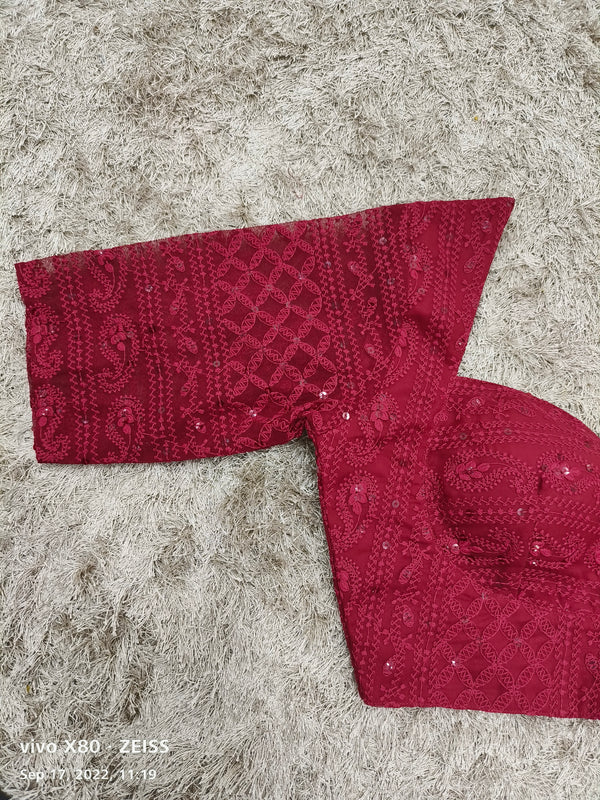 Shama Maroon Lucknowi style blouse