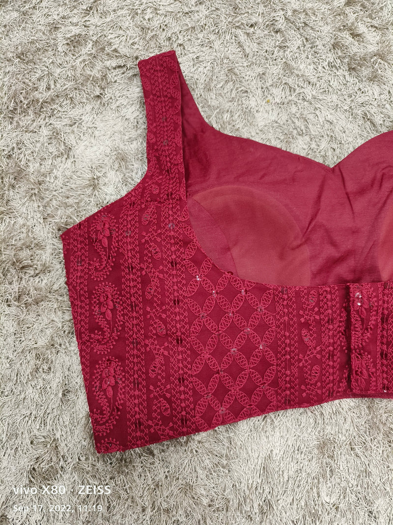 Sagun Maroon lucknowi style blouse