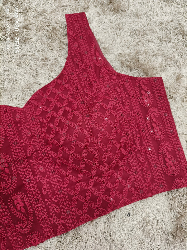 Sagun Maroon lucknowi style blouse
