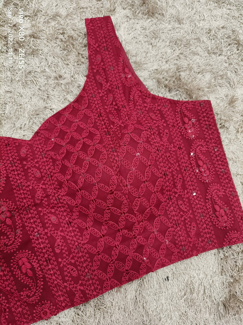 Sagun Maroon lucknowi style blouse