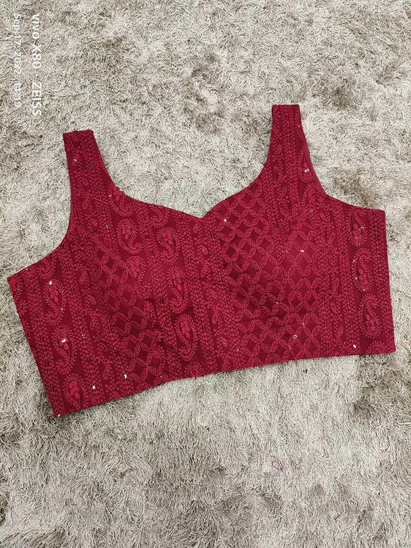 Sagun Maroon lucknowi style blouse