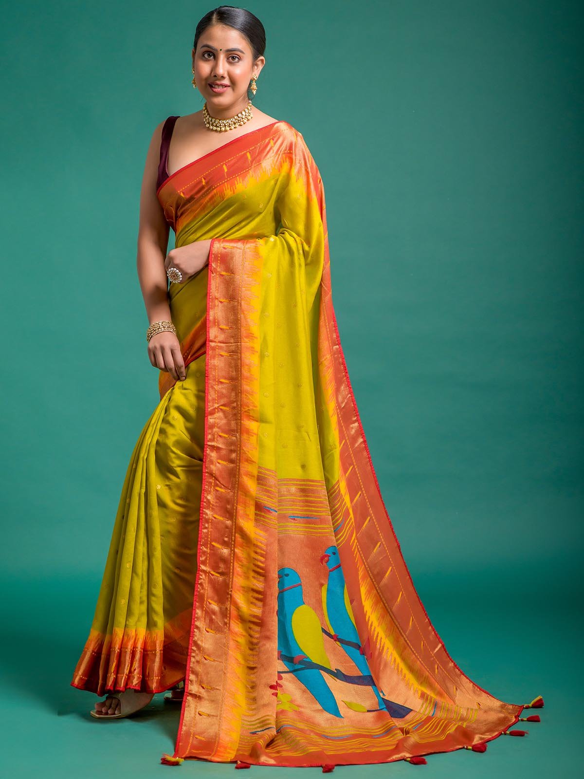 Magenta Soft Brasso Silk Saree with Matching Running Blouse Piece – Festive Party Wear