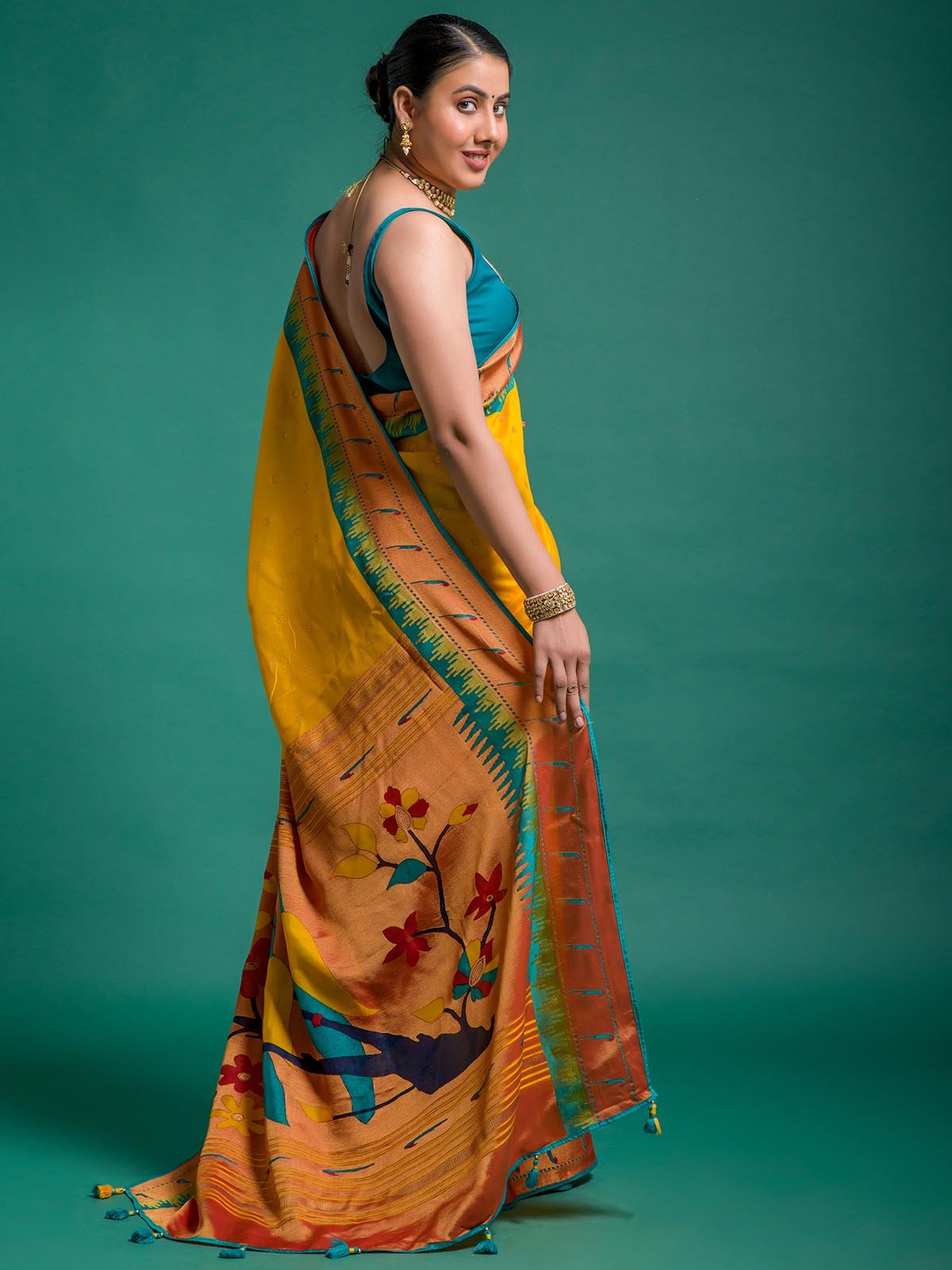 Mustard Yellow Brasso Silk Saree with Weaving Work and Matching Running Blouse Piece – Party & Festive Wear