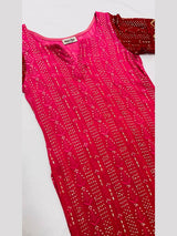 Dual Shade Red Chikankari Work Kurti