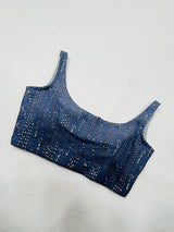 dual shade Grey Chikankari Blouse