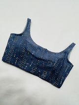 dual shade Grey Chikankari Blouse
