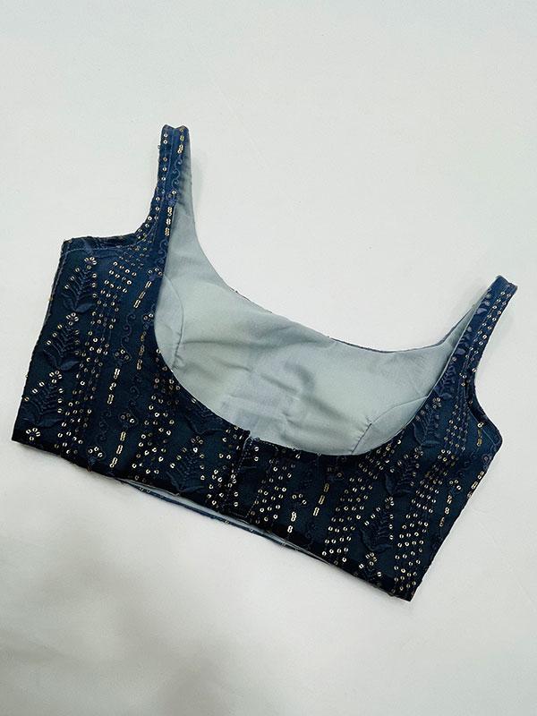 dual shade Grey Chikankari Blouse