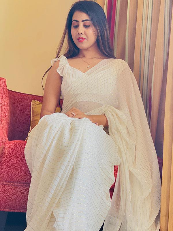 A Dash Of White saree