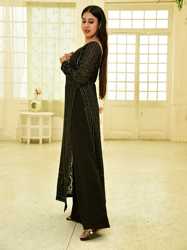 Adhira Black chikankari Kurti Set