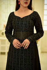 Adhira Black chikankari Kurti Set