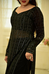 Adhira Black chikankari Kurti Set