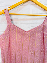 Flamingo Sleeveless Chikankari Work Kurti
