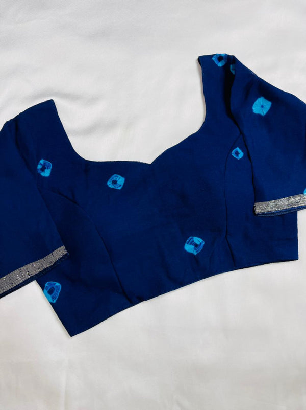 Navy blue sleeves bandhani  Blouse