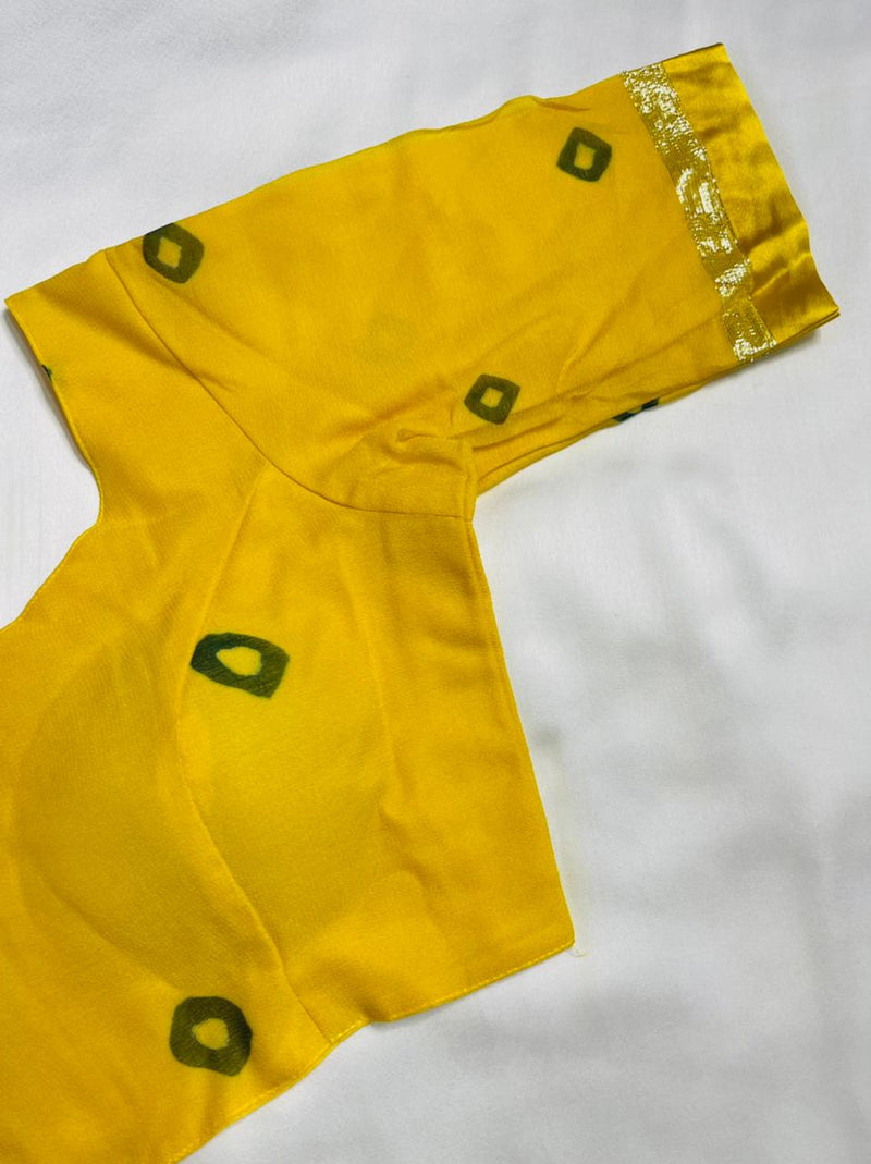 Yellow Sleeves bandhani Blouse