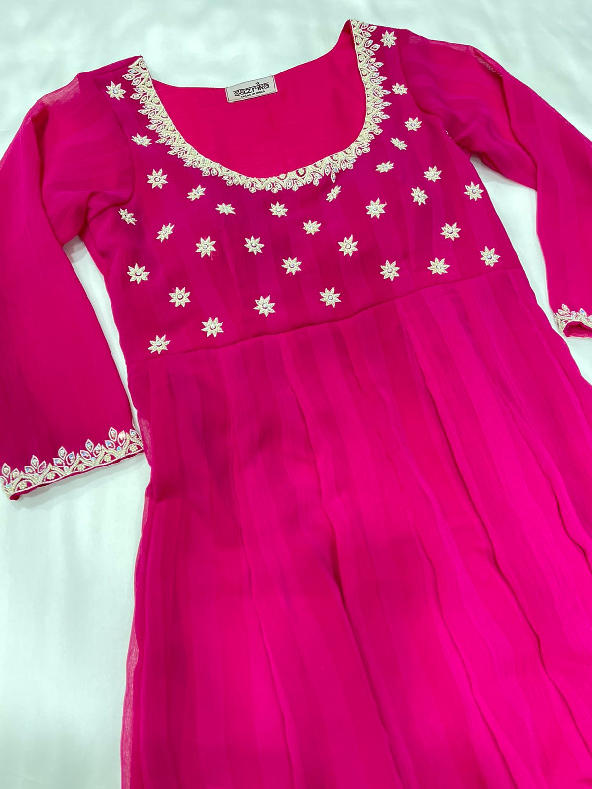 Rani pink hand work anarkali