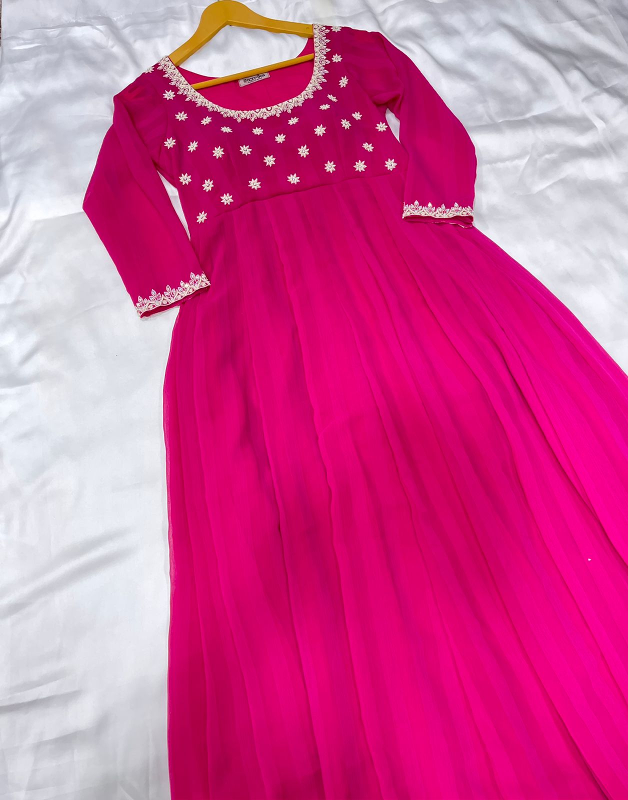 Rani pink hand work anarkali
