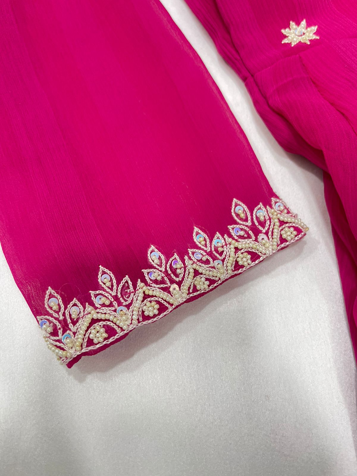 Rani pink hand work anarkali