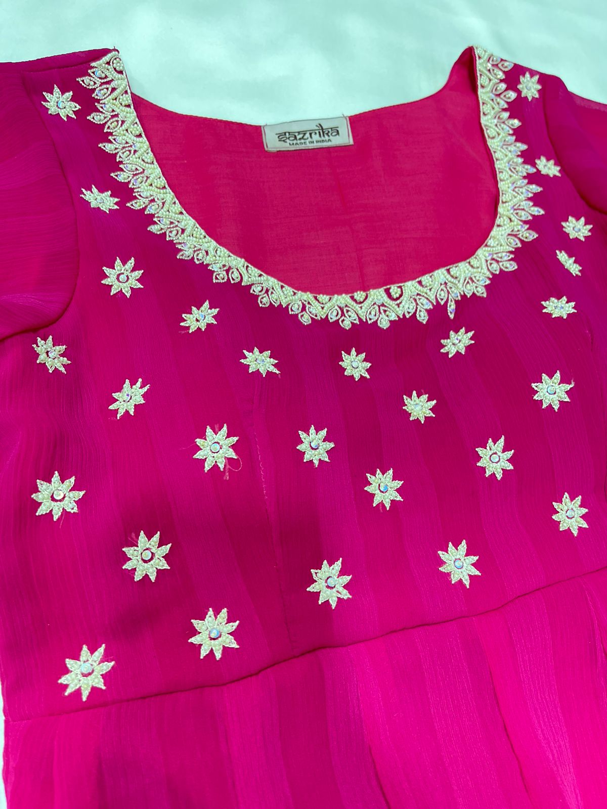 Rani pink hand work anarkali