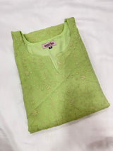 Lime Green Viscose georgette Straight Kurti