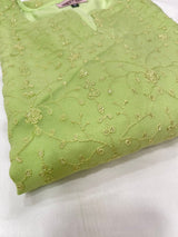 Lime Green Viscose georgette Straight Kurti