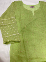 Lime Green Viscose georgette Straight Kurti