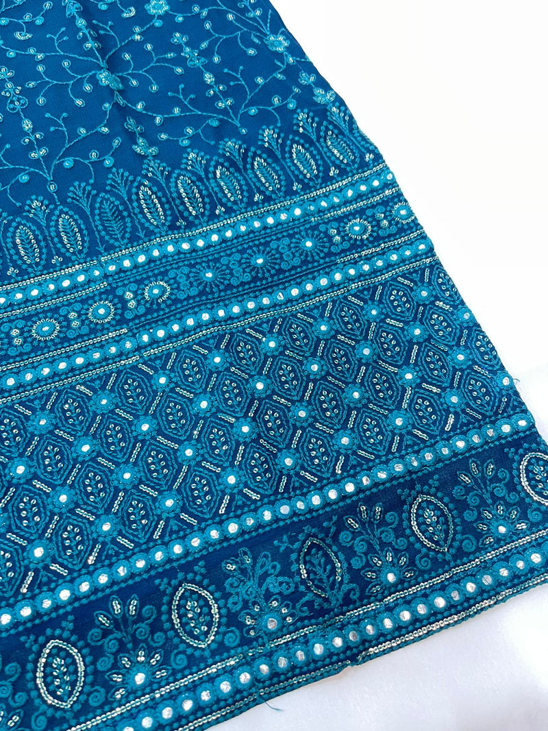 Prussian Blue Viscose georgette Straight Kurti