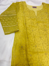 Butter Yellow Viscose georgette Straight Kurti