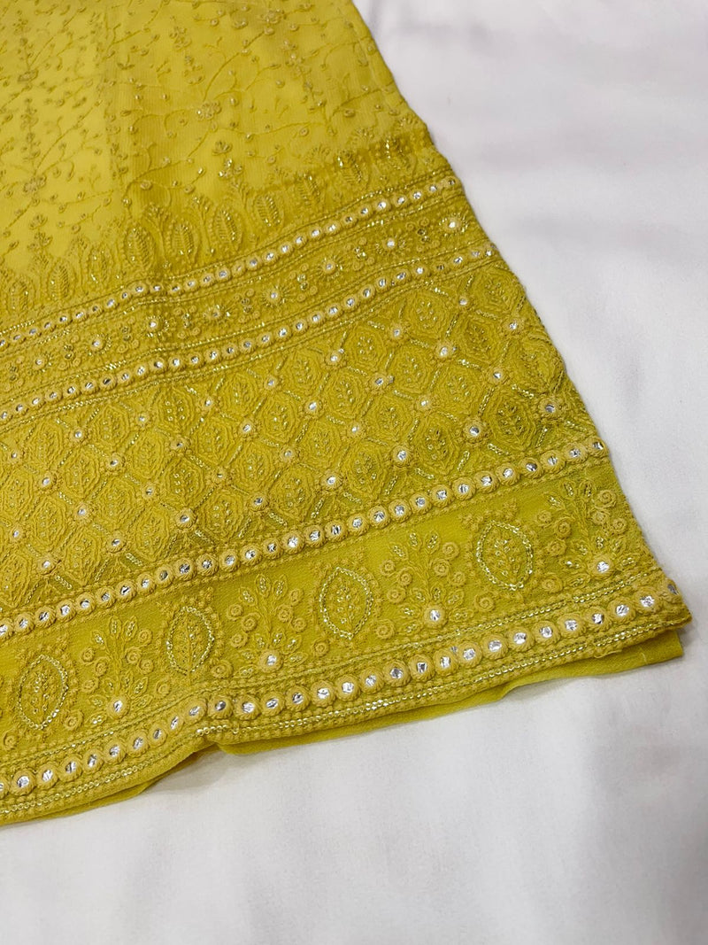 Butter Yellow Viscose georgette Straight Kurti