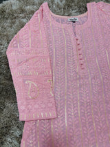 Flamingo Pink Chikankari Work Kurti