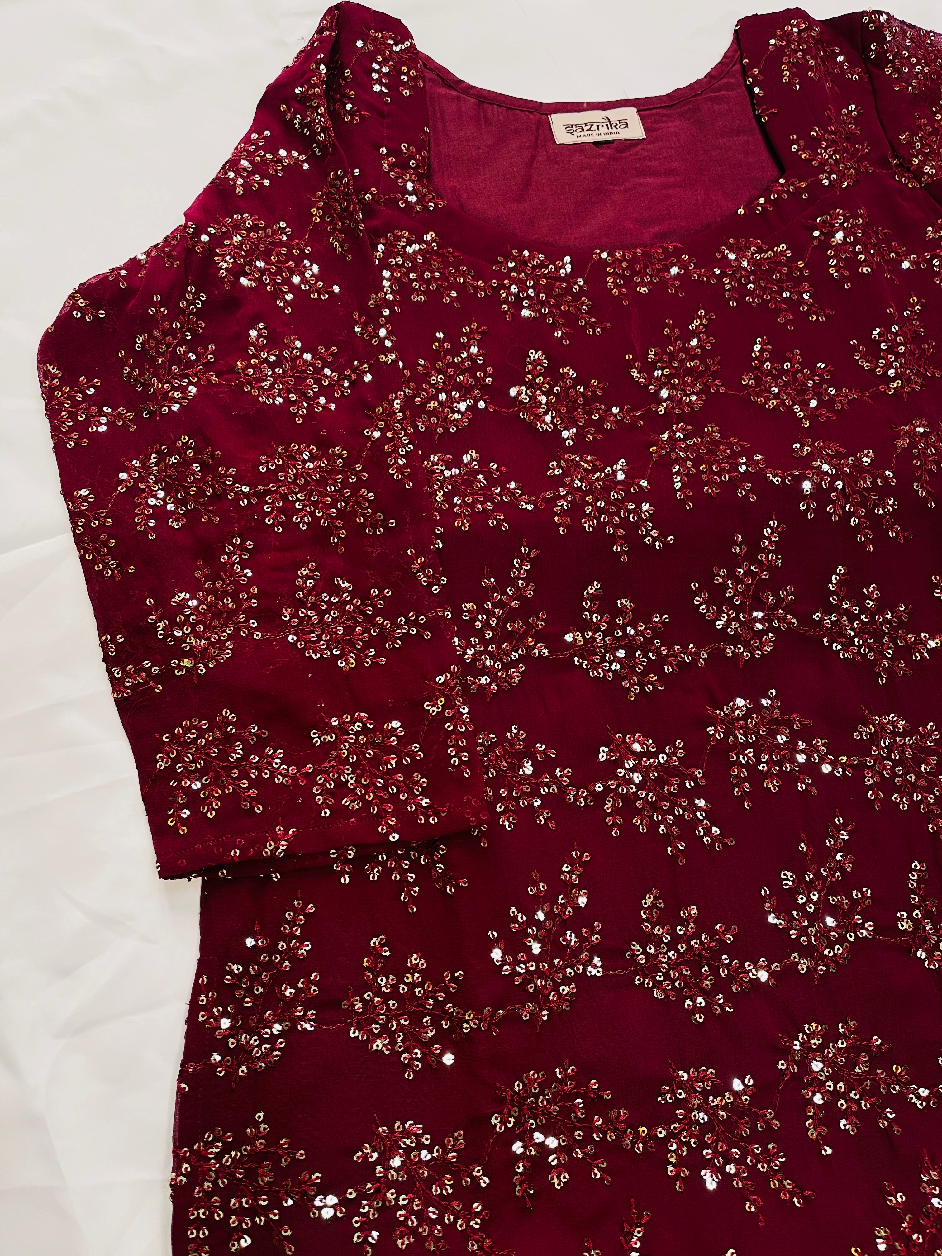 Frosted Maroon Kurti