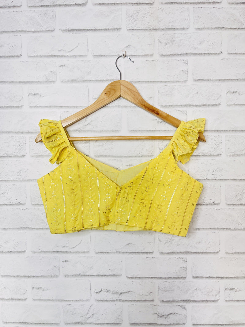 Bright Yellow Frill Sleeves Blouse