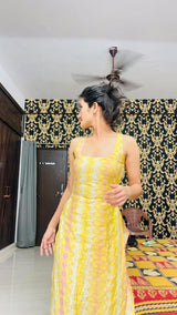 Yellow  Chanderi Straight Kurti