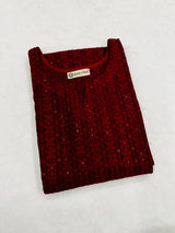 Maroon Cosmos Chikankari Kurti