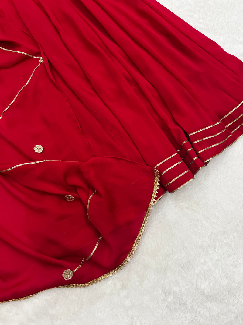 Dark Rani Pink gotta work anarkali gown