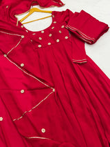 Dark Rani Pink gotta work anarkali gown