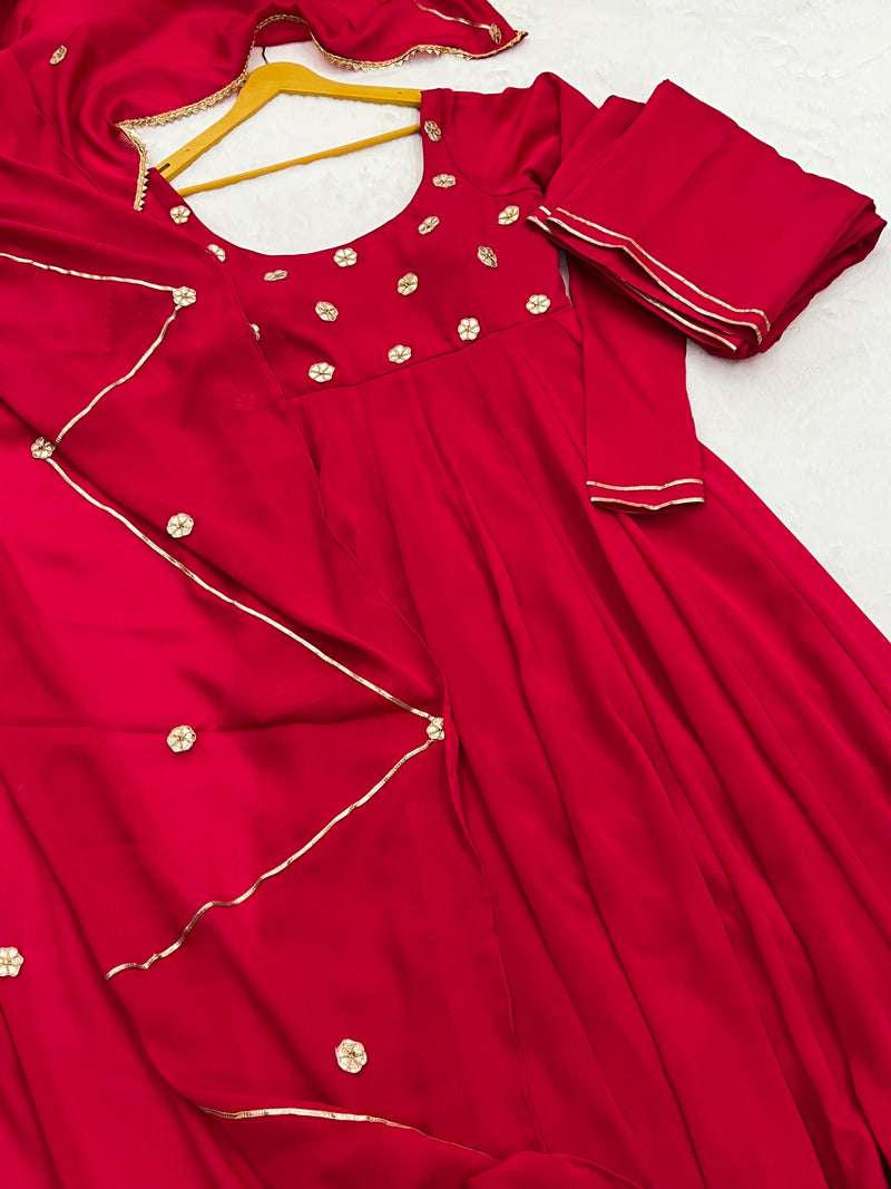 Dark Rani Pink gotta work anarkali gown