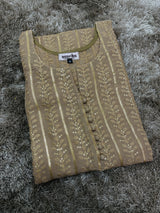 Peanut Brown Chikankari Work Kurti