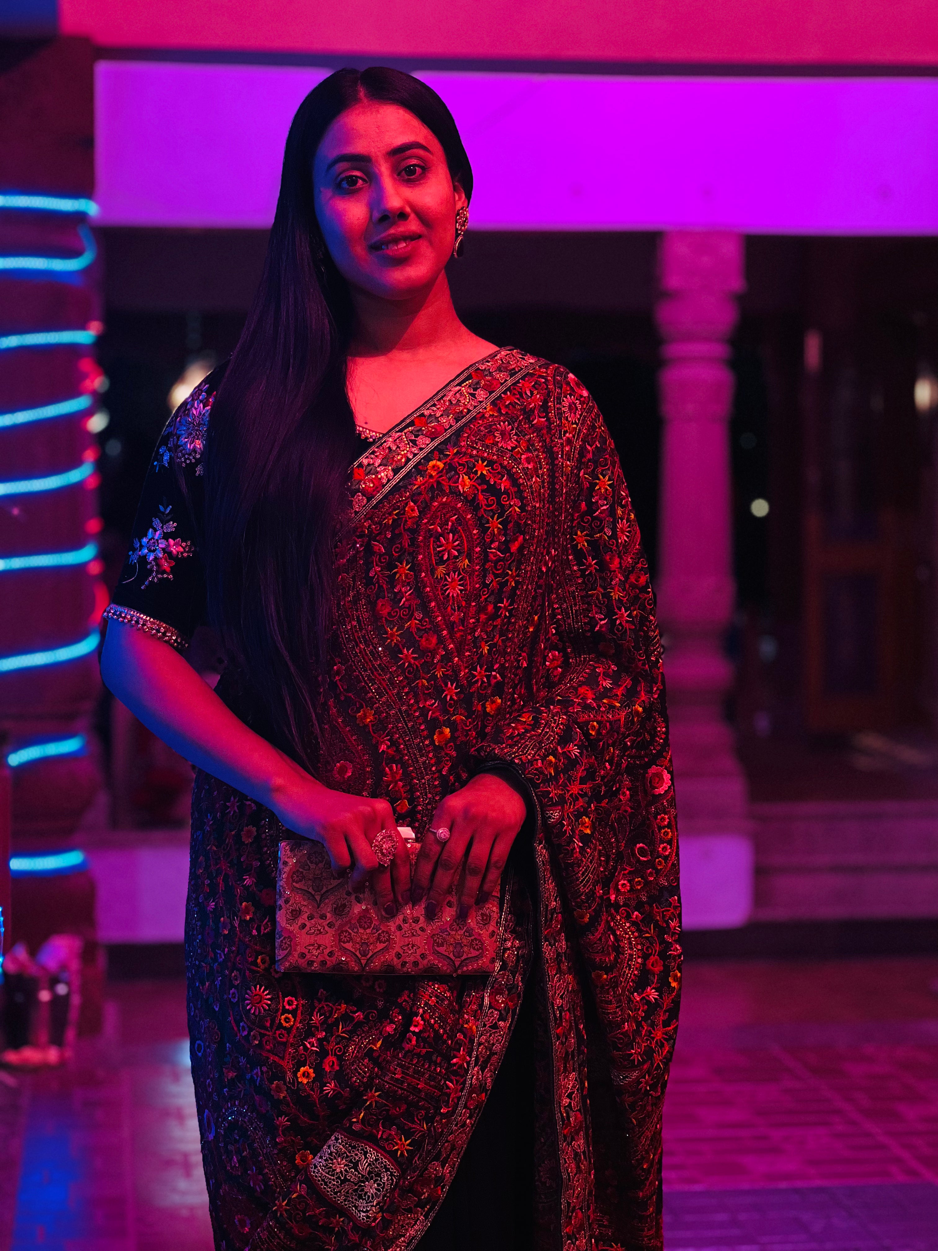 Green sabya style saree