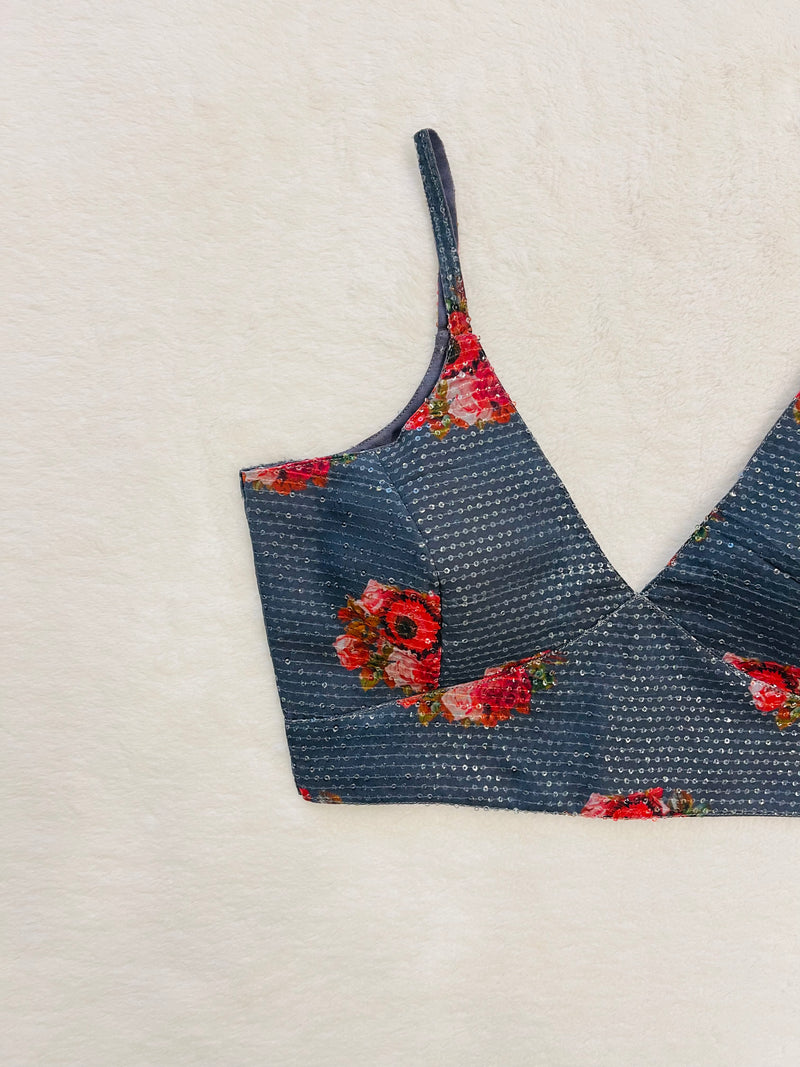 Grey spaghetti Strap Blouse