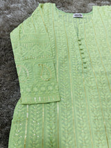 Light Green Chikankari Work Kurti