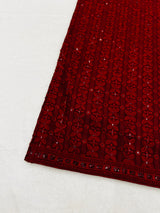 Maroon Cosmos Chikankari Kurti