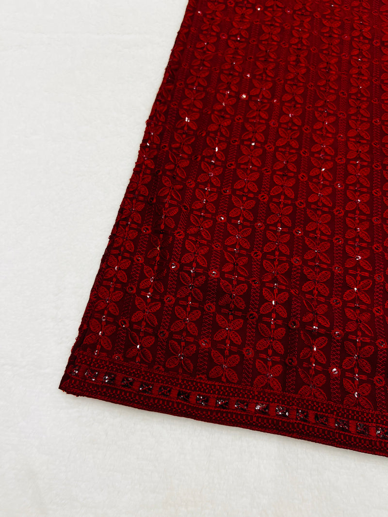 Maroon Cosmos Chikankari Kurti