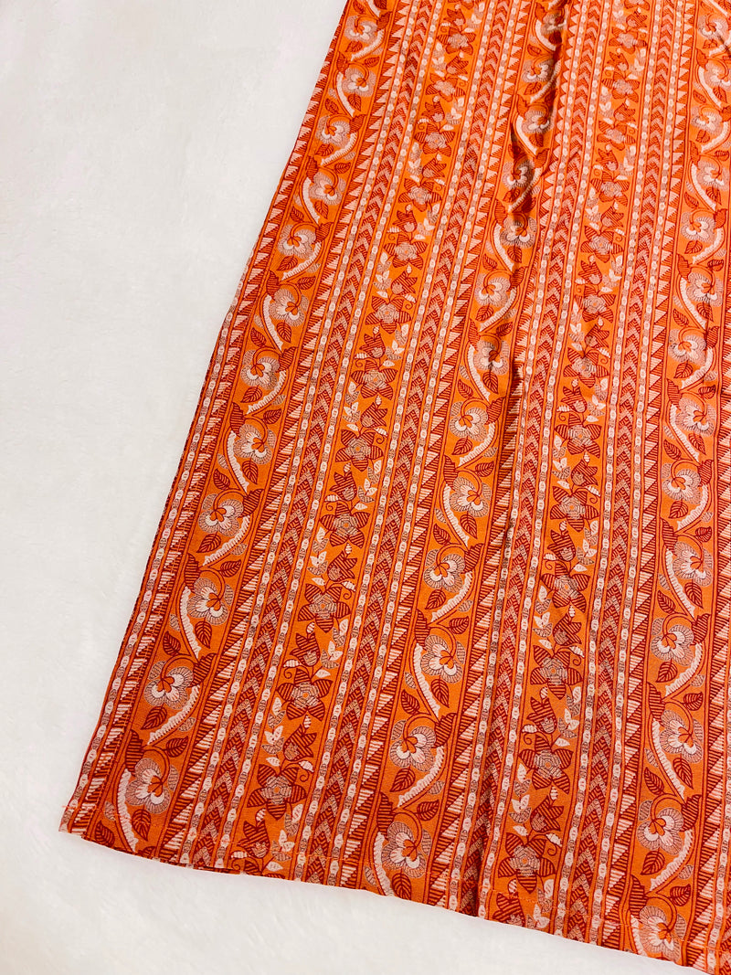 Orange Rayon Straight Kurti