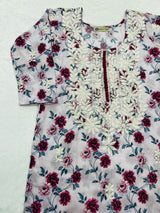 Rose pink chikankari straight kurti