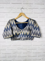 Silver Blue Cotton Ikat Blouse