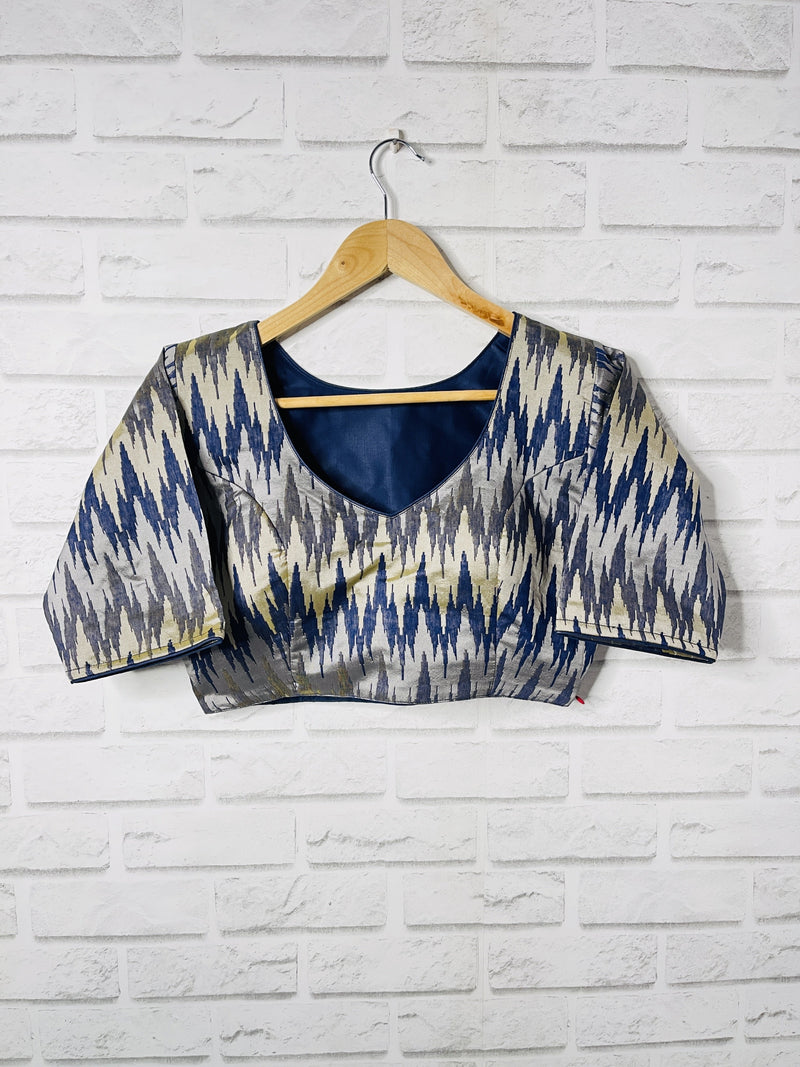 Silver Blue Cotton Ikat Blouse