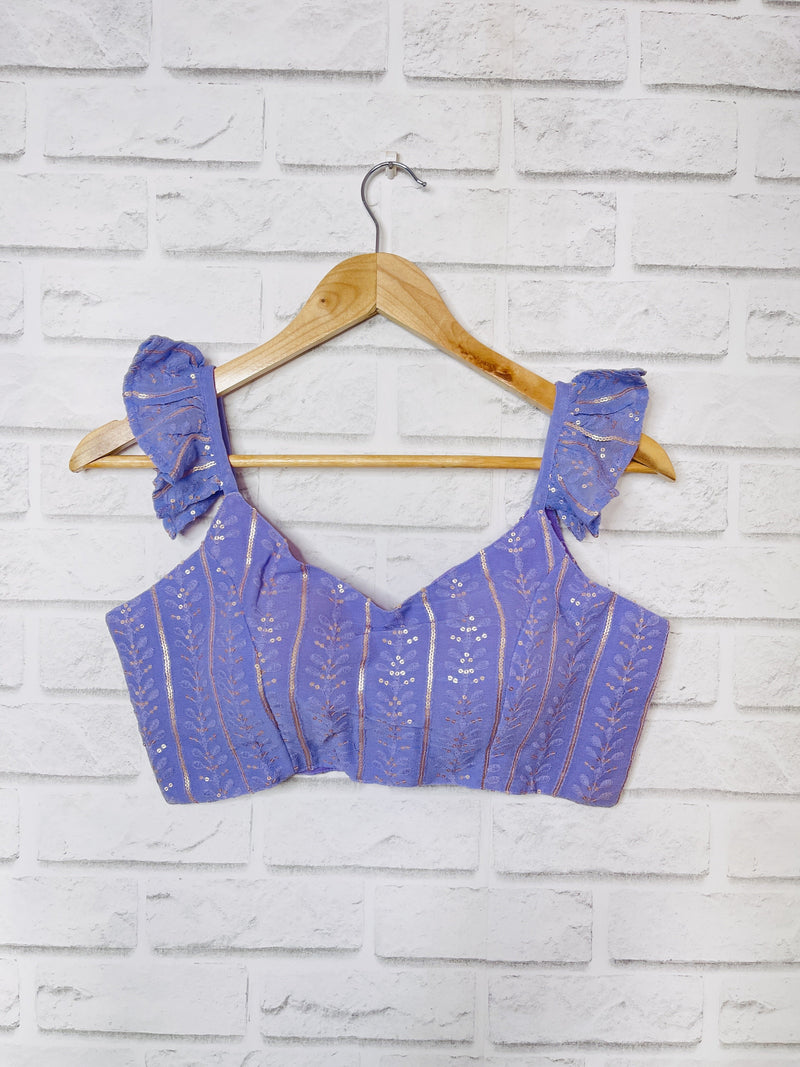 Proud Purple Frill Sleeves Blouse