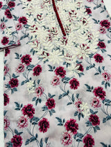 Rose pink chikankari straight kurti