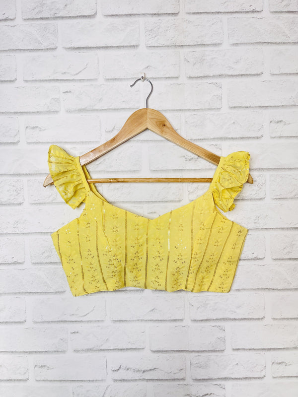 Bright Yellow Frill Sleeves Blouse
